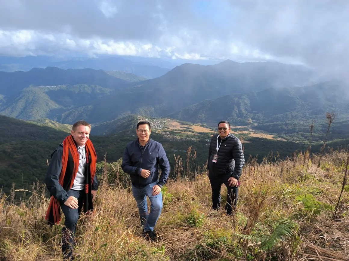 The Ultra Trail Kohima operations team standing on a mountain ridge